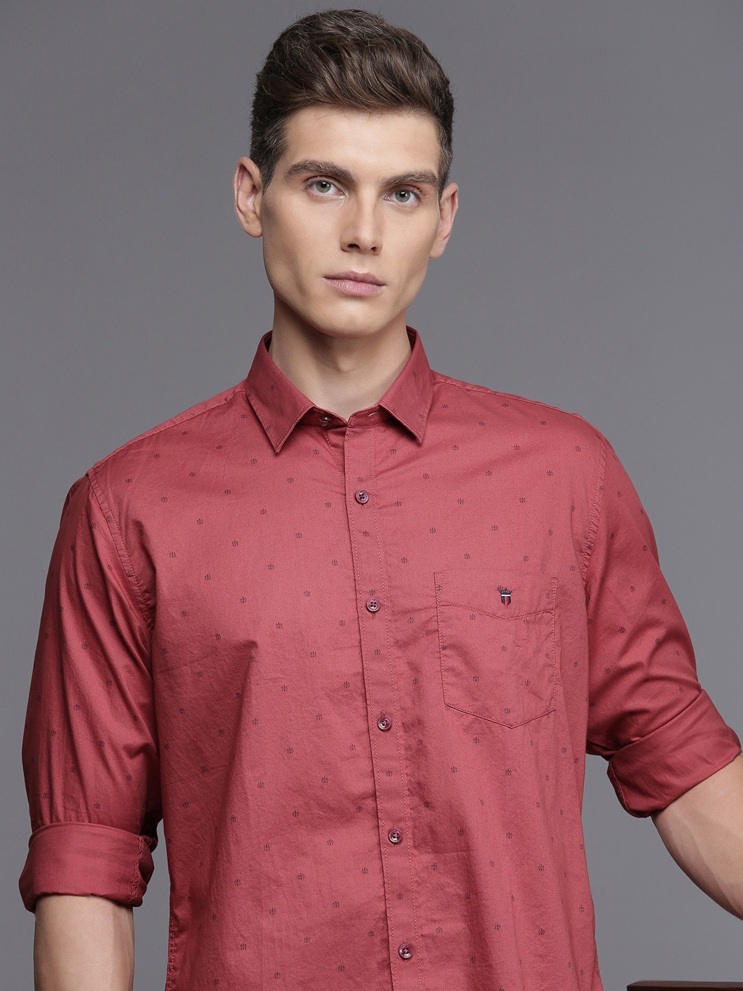 

Louis Philippe Sport Slim Fit Printed Casual Shirt, Maroon