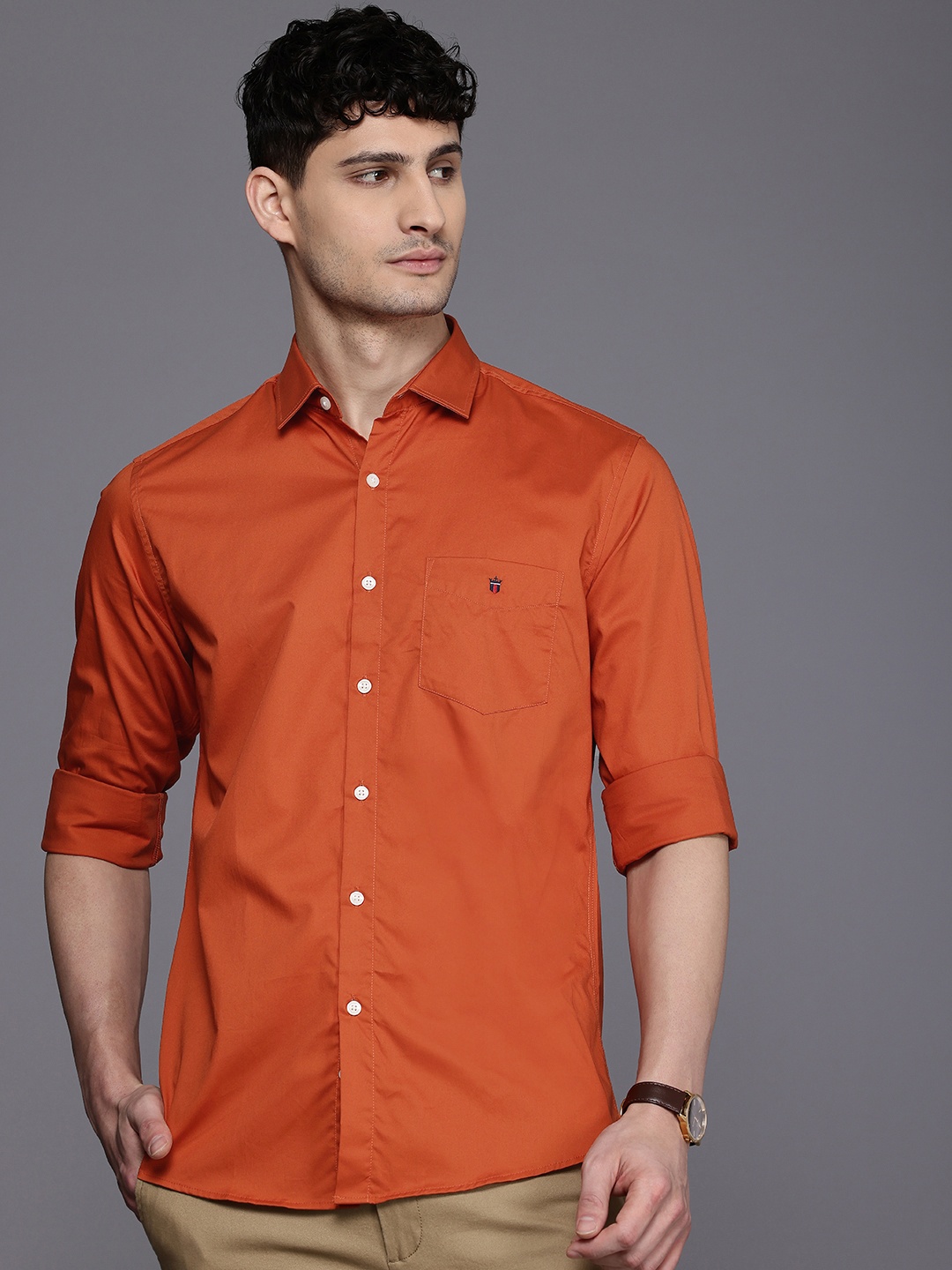 

Louis Philippe Sport Pure Cotton Slim Fit Opaque Casual Shirt, Rust