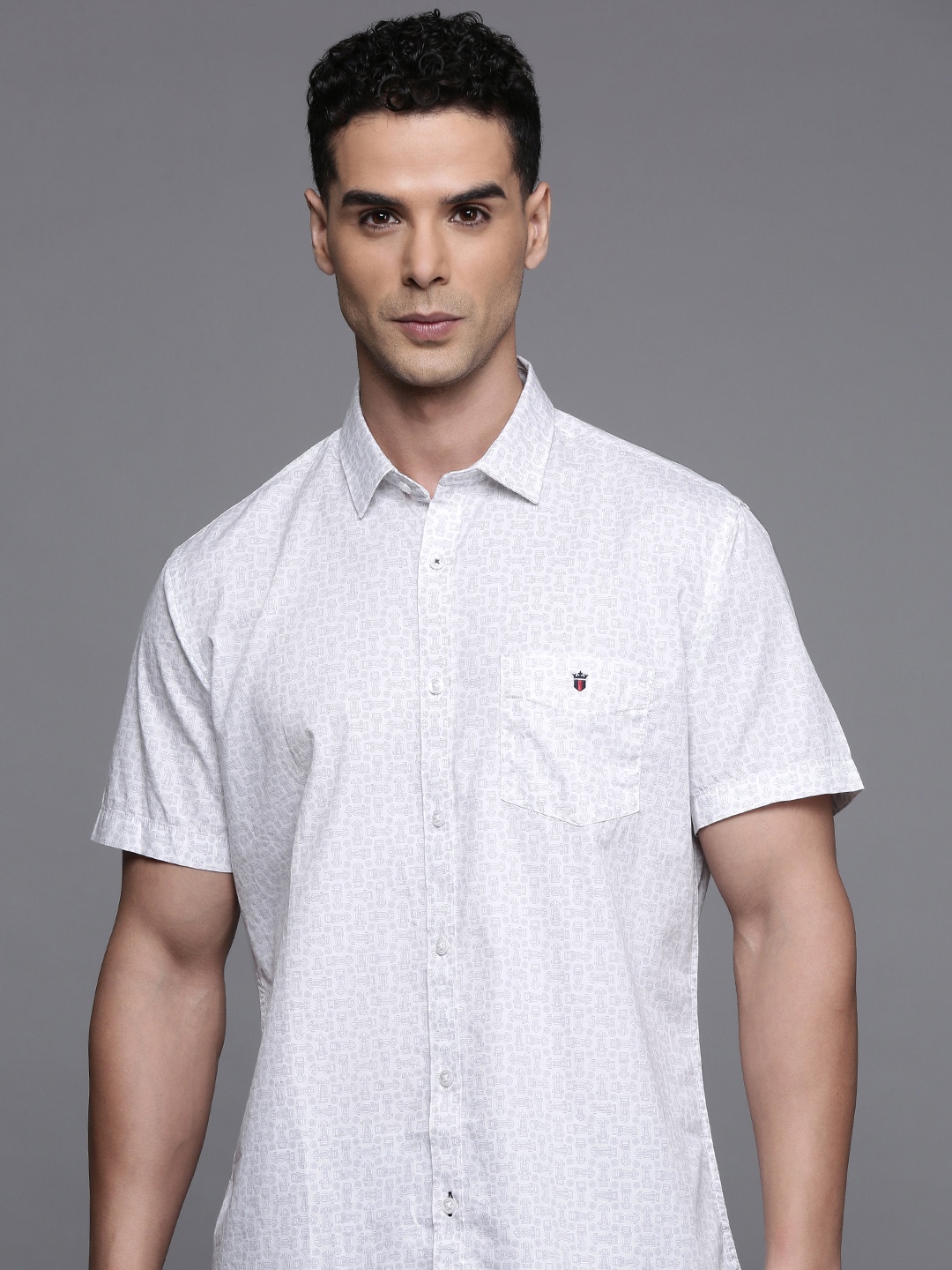 

Louis Philippe Sport Pure Cotton Slim Fit Opaque Printed Casual Shirt, White