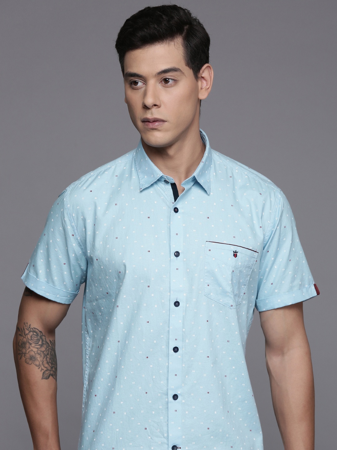 

Louis Philippe Sport Pure Cotton Slim Fit Printed Casual Shirt, Blue