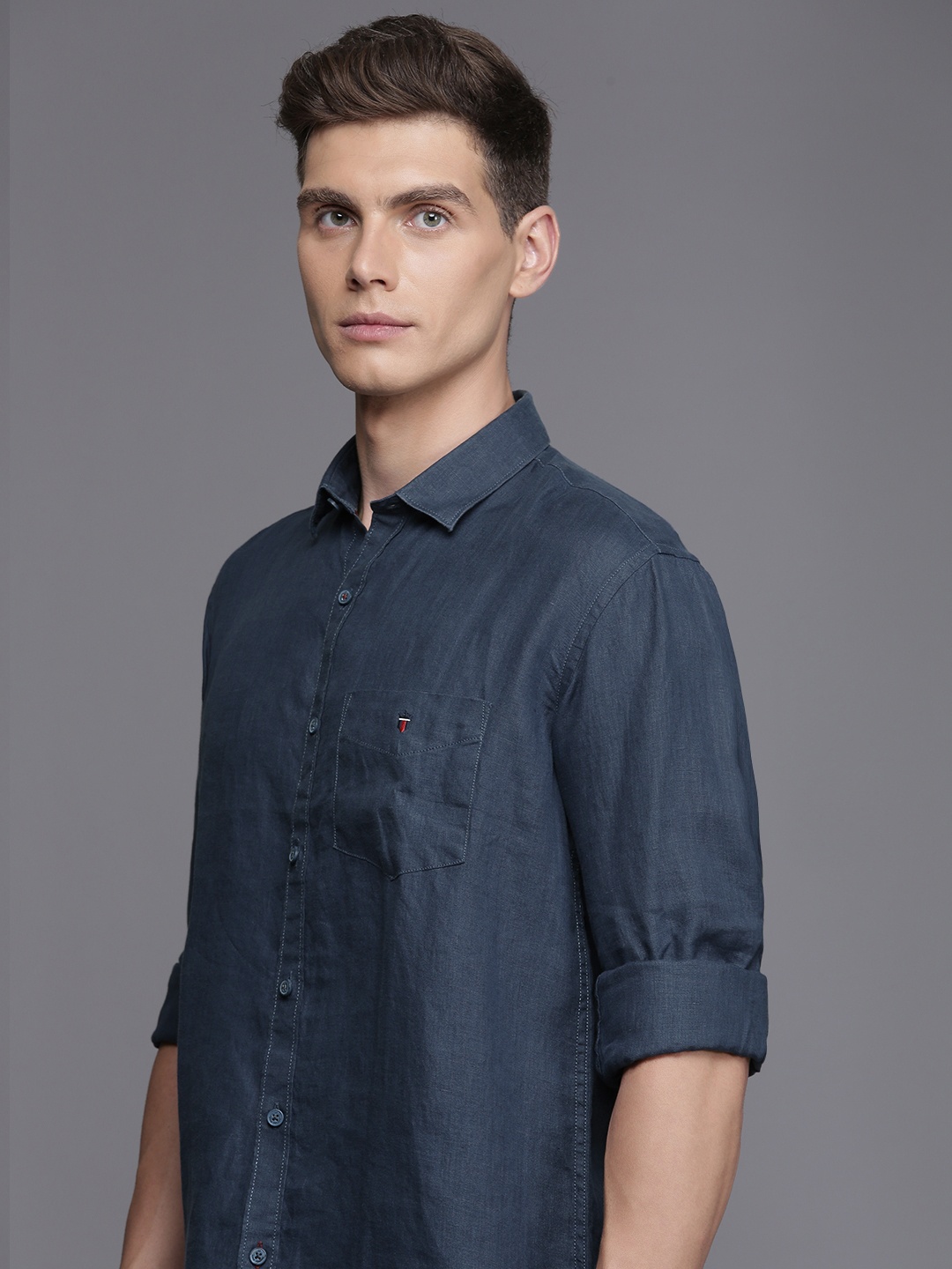 

Louis Philippe Sport Slim Fit Pure Hemp Shirt, Navy blue