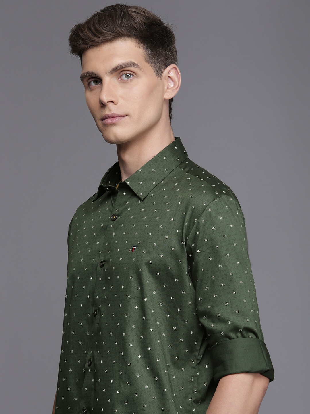 

Louis Philippe Sport Slim Fit Printed Casual Shirt, Olive