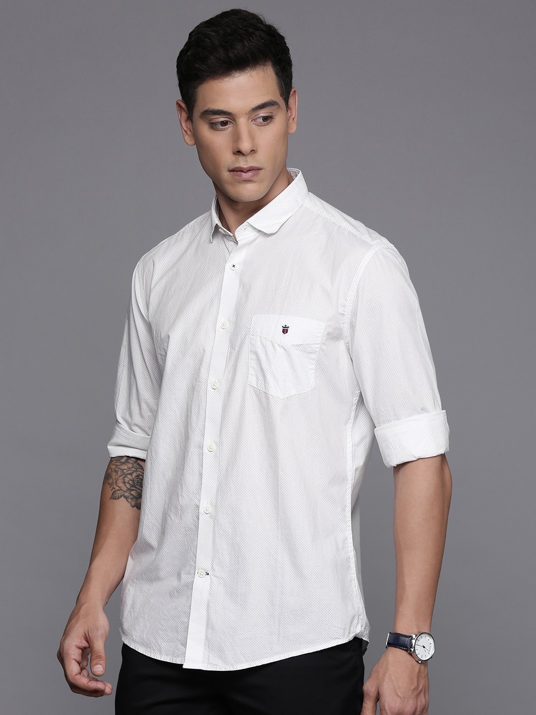 

Louis Philippe Sport Slim Fit Pure Cotton Printed Casual Shirt, White