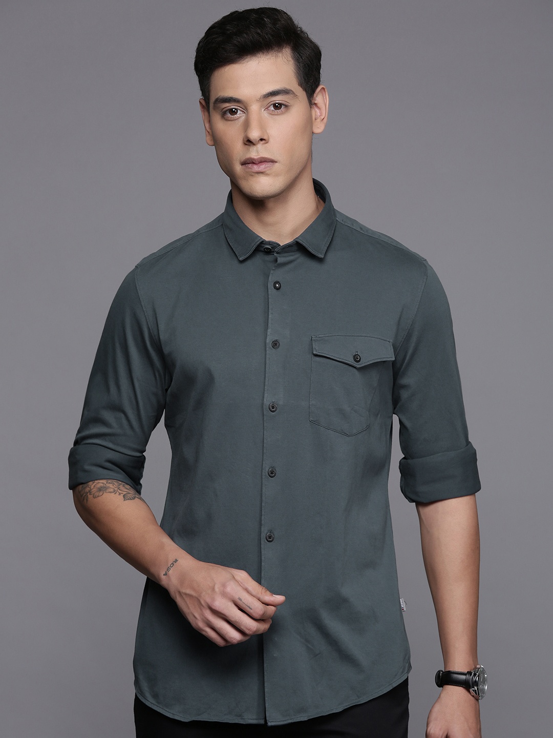 

Louis Philippe Sport Pure Cotton Slim Fit Casual Shirt, Grey
