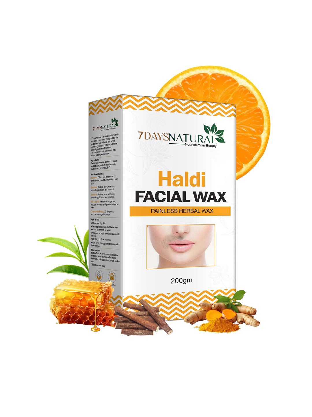 

7 DAYS Natural Haldi Facial Wax With Multani Mitti - 200g, Yellow