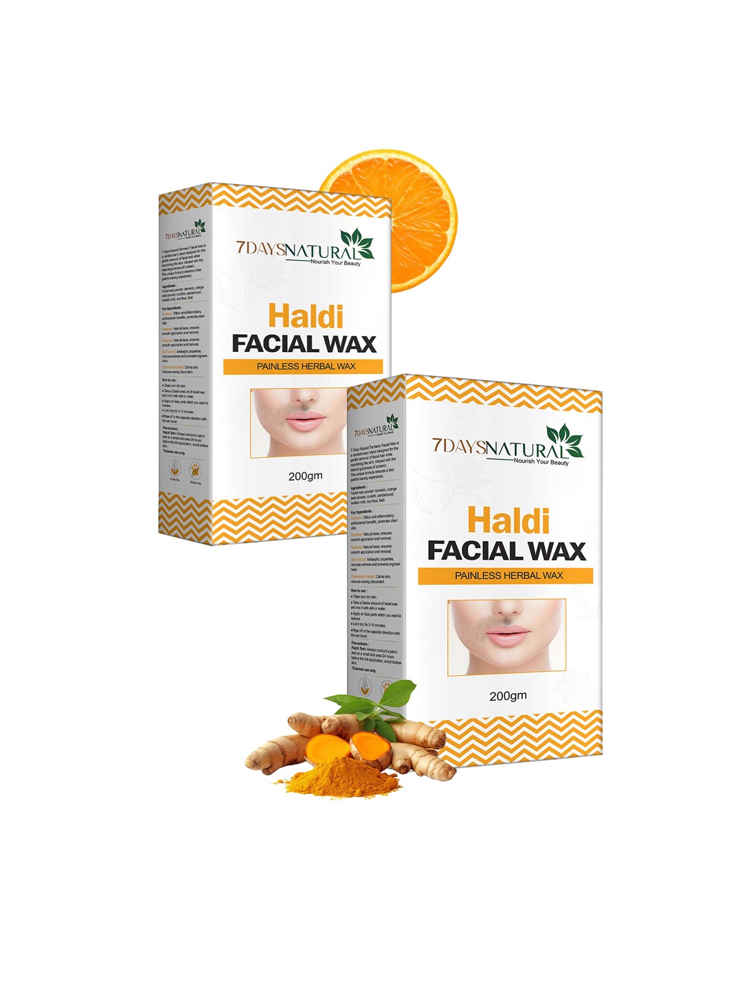 

7 DAYS Set Of 2 Haldi Facial Wax Powder -200gm Each, Yellow