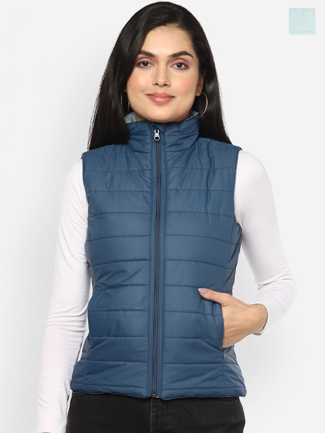 

Van Heusen Woman Sleeveless Reversible Padded Jacket, Blue