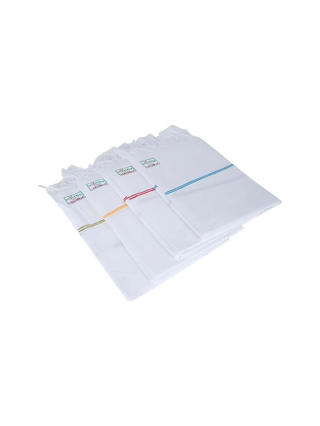 

Ramraj White 4 Pieces Striped Cotton 150 GSM Bath Towel