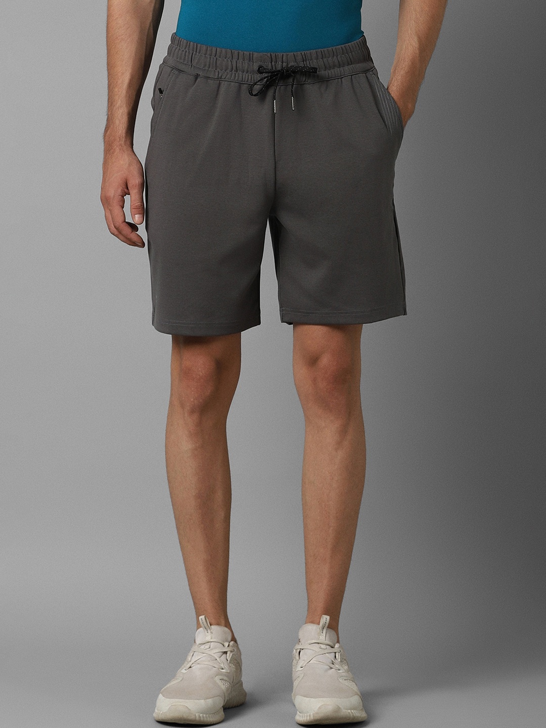 

Louis Philippe Men Mid-Rise Slim Fit Sports Shorts, Grey