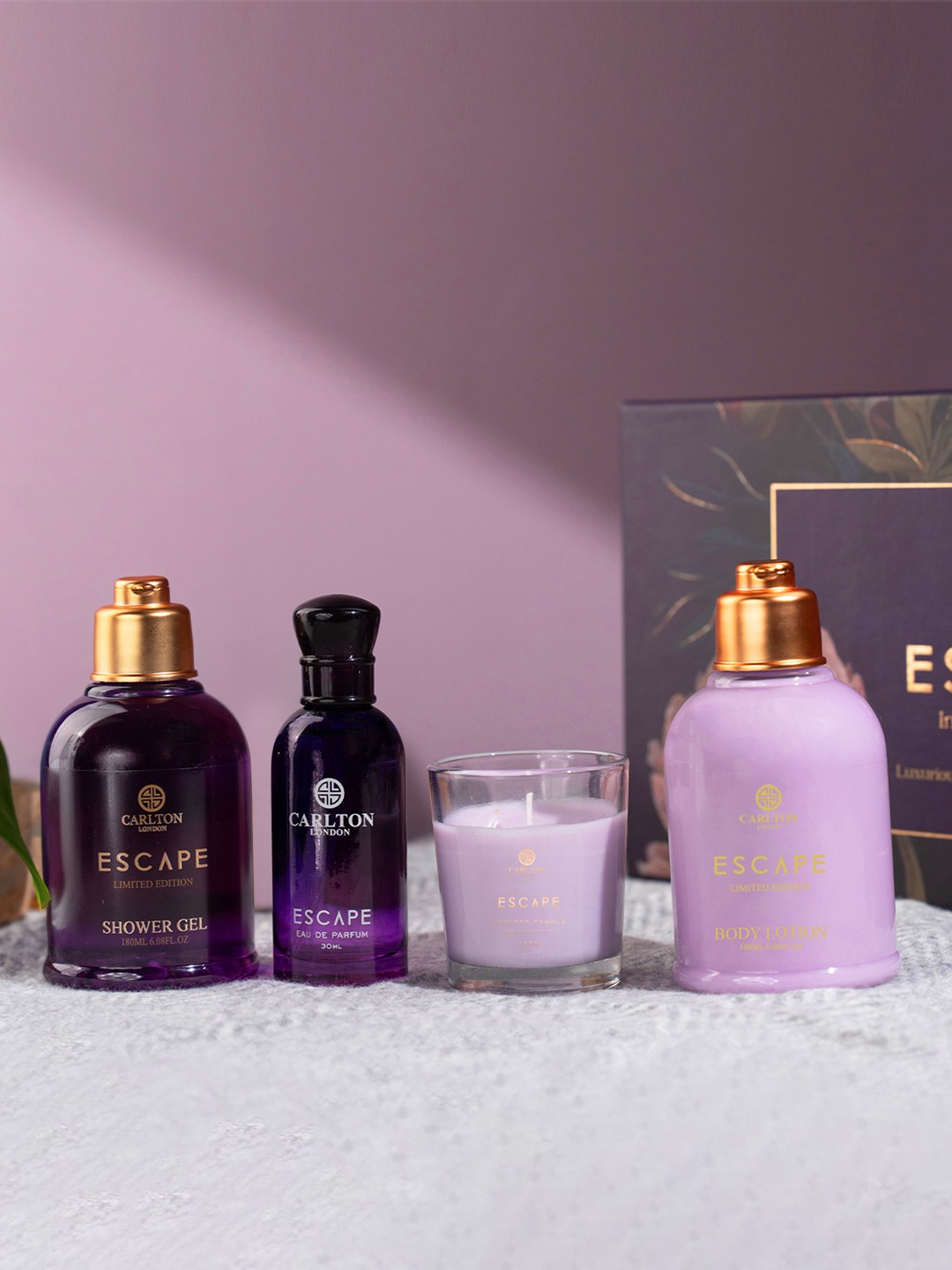 

Carlton London Set Of 4 Escape Body Lotion & Gel EDP & Candle Gift Set-430ml, Multi