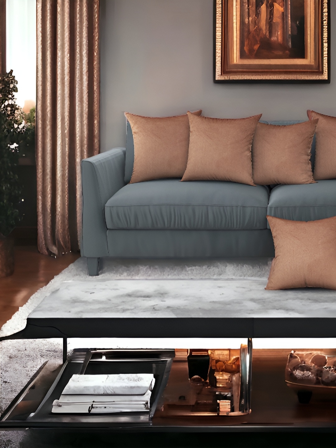

BIGGER FISH Brown 5 Pieces Velvet Square Cushion Covers