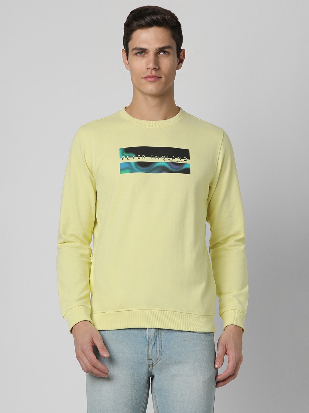 

Peter England Casuals Graphic Printed Crew Neck Pullover Sweatshirt, Green