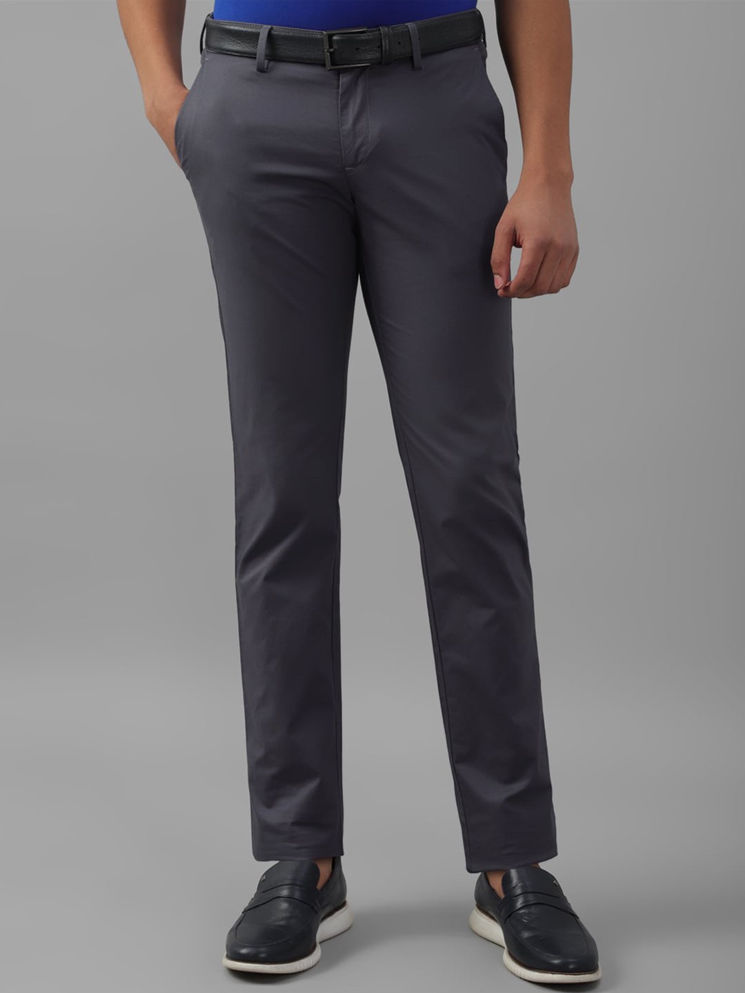 

Allen Solly Men Self Design Mid-Rise Slim Fit Cotton Chinos Trouser, Grey