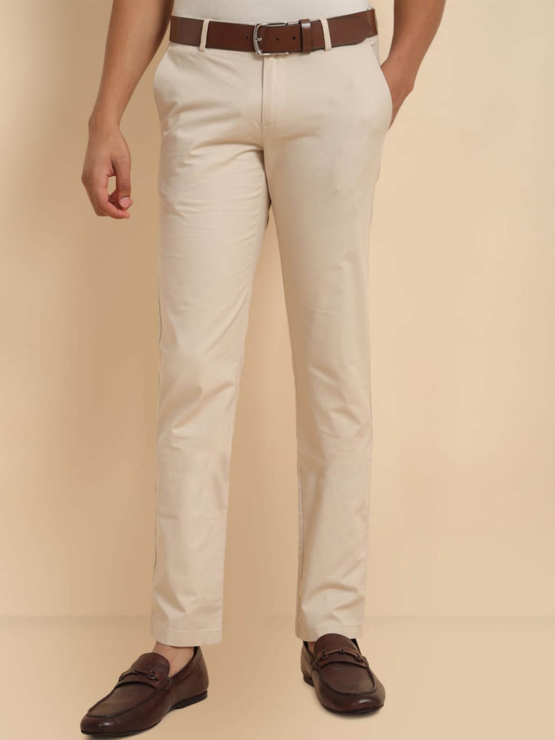 

Allen Solly Men Slim Fit Cotton Chinos, Cream