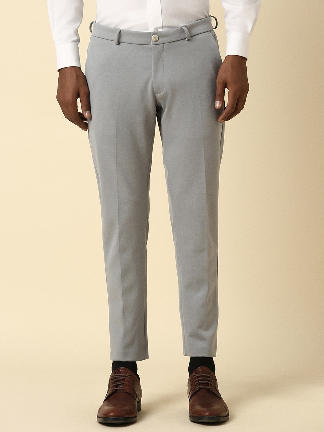 

Allen Solly Men Slim Fit Mid-Rise Formal Trousers, Grey