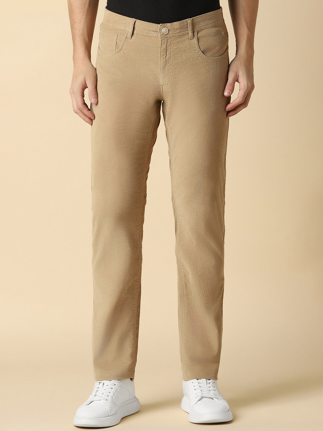 

Allen Solly Men Slim Fit Mid-Rise Regular Trousers, Beige