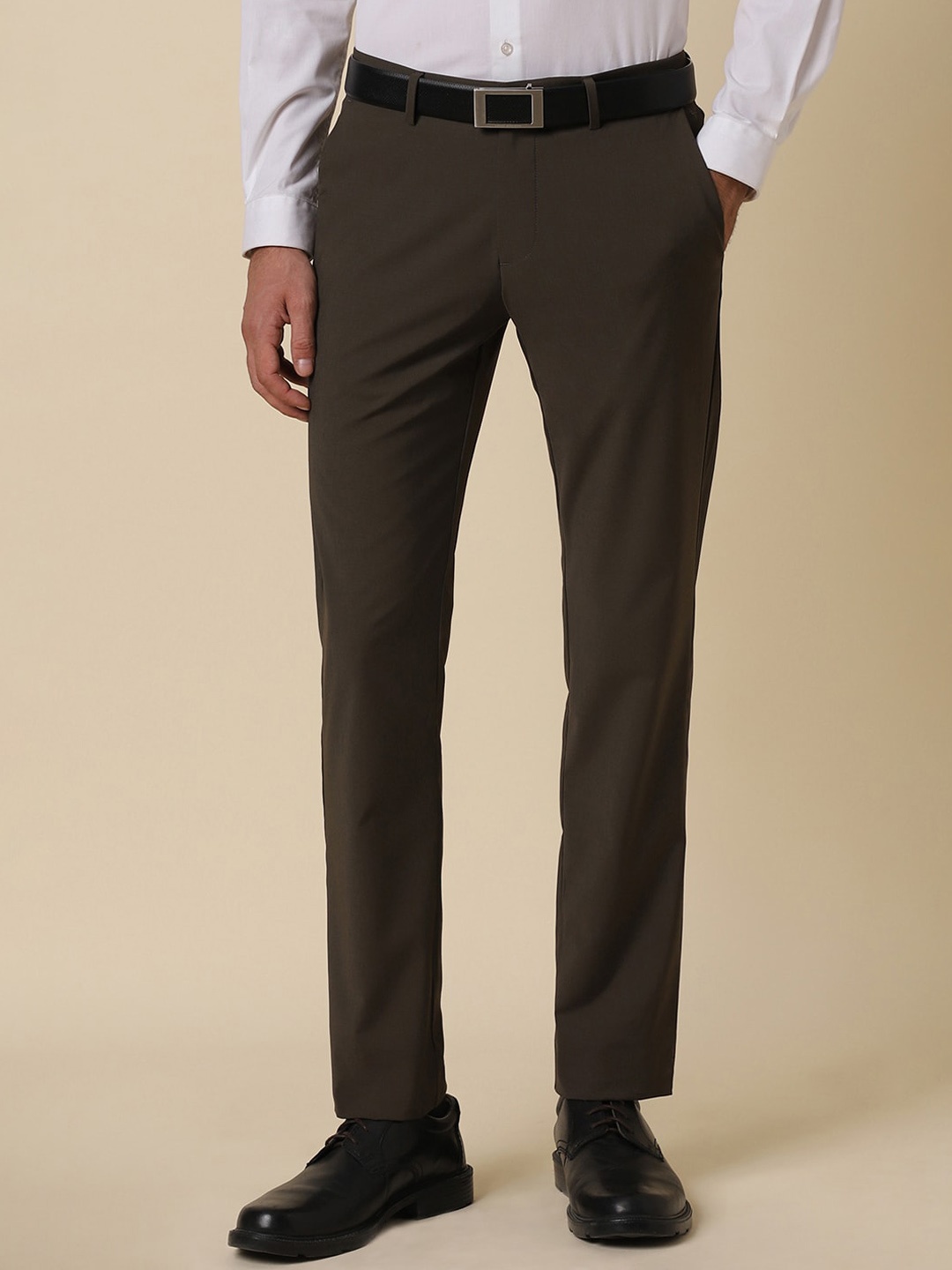 

Allen Solly Men Slim Fit Formal Trousers, Brown