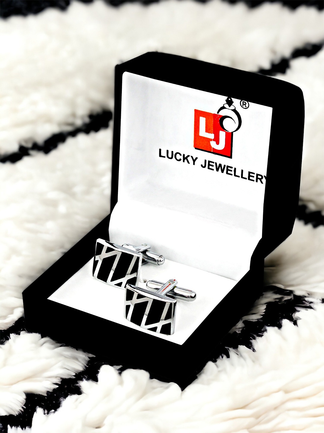 

LUCKY JEWELLERY Silver Plated Formal Cuff Shirt Button, Blazer Cufflinks, Black