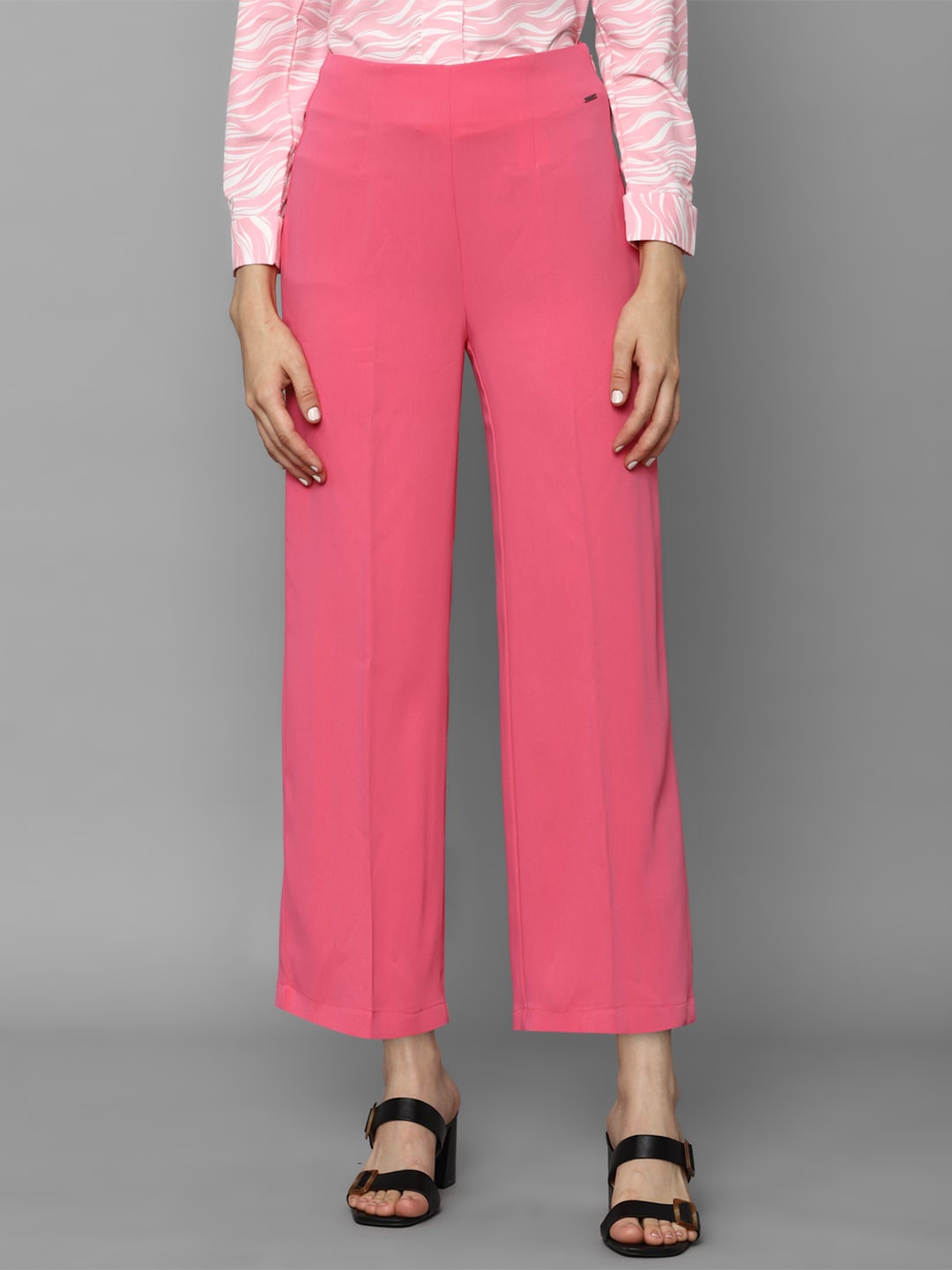 

Allen Solly Woman Mid Rise Parallel Trousers, Pink