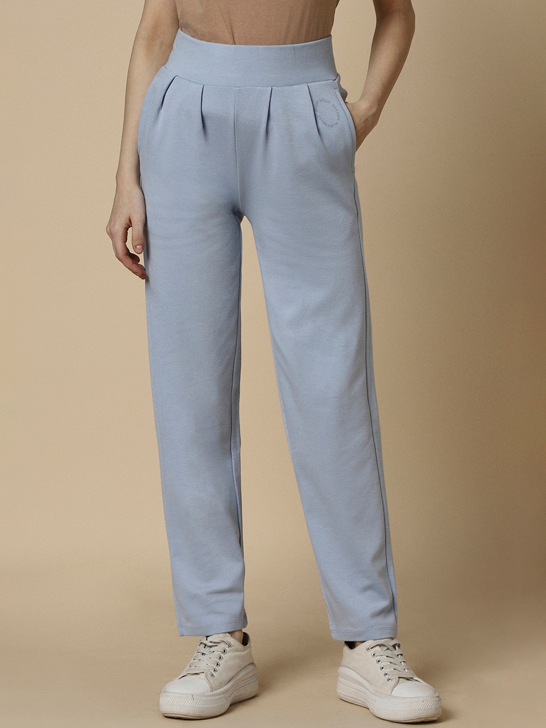 

Allen Solly Woman Mid Rise Pleated Trousers, Blue