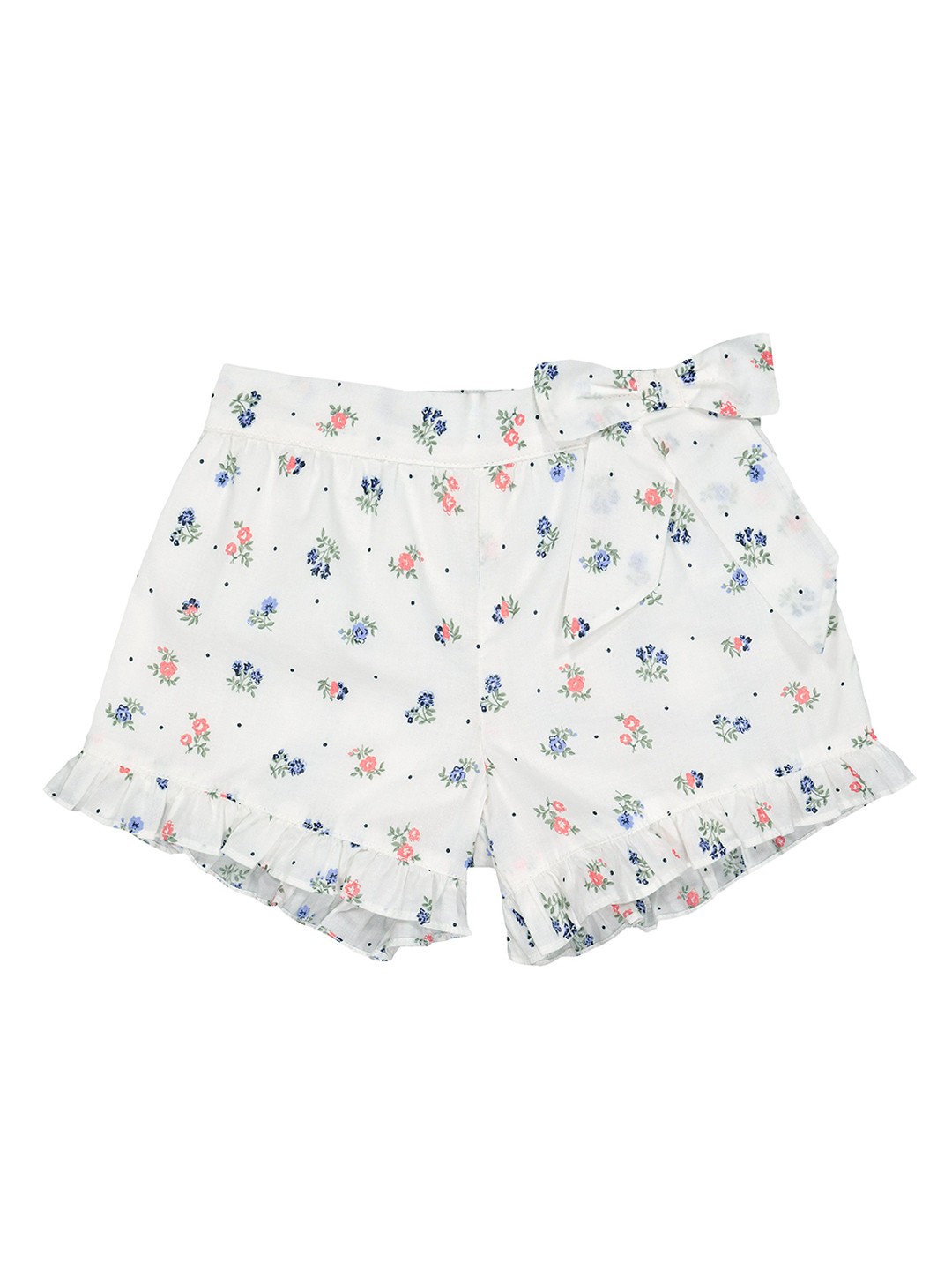 

mothercare Girls Floral Printed Pure Cotton Shorts, White