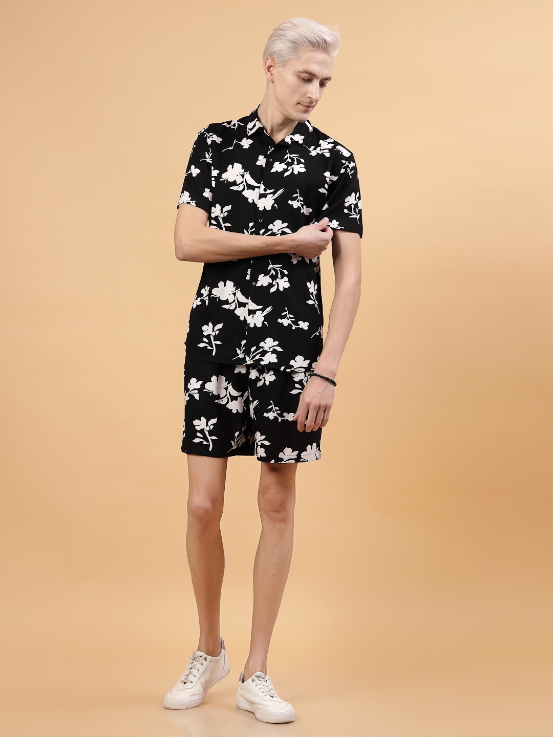 

Rigo Printed Shirt With Shorts Co-Ords, Black