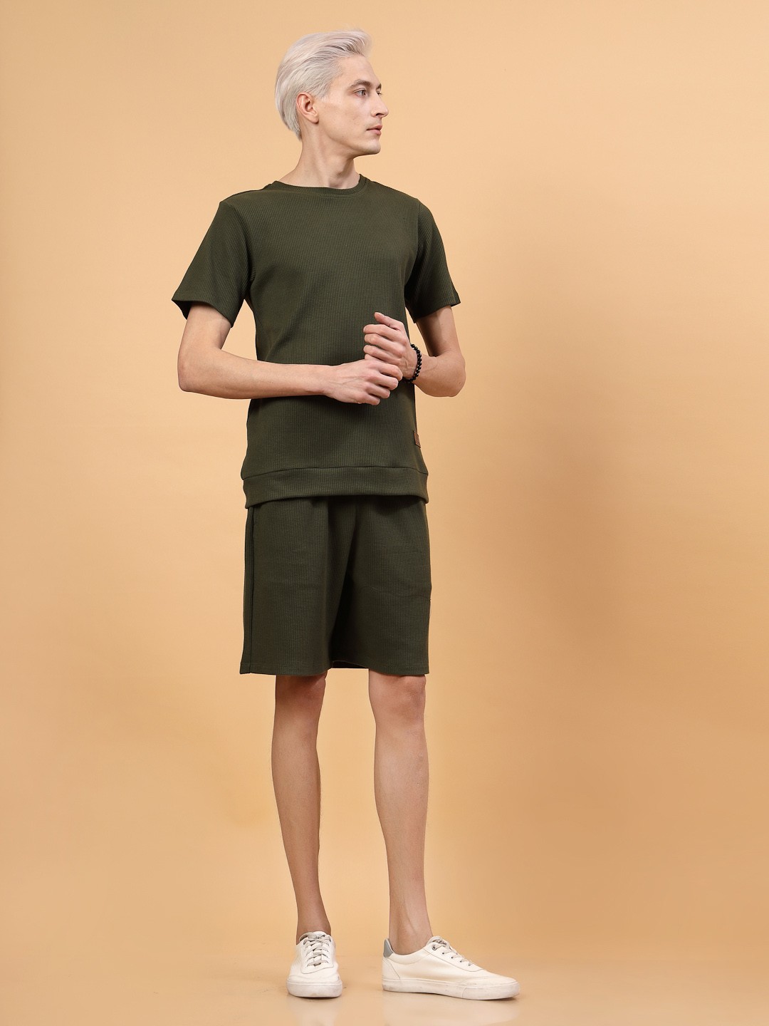

Rigo Pure Cotton T-Shirt With Short Co-Ords, Olive