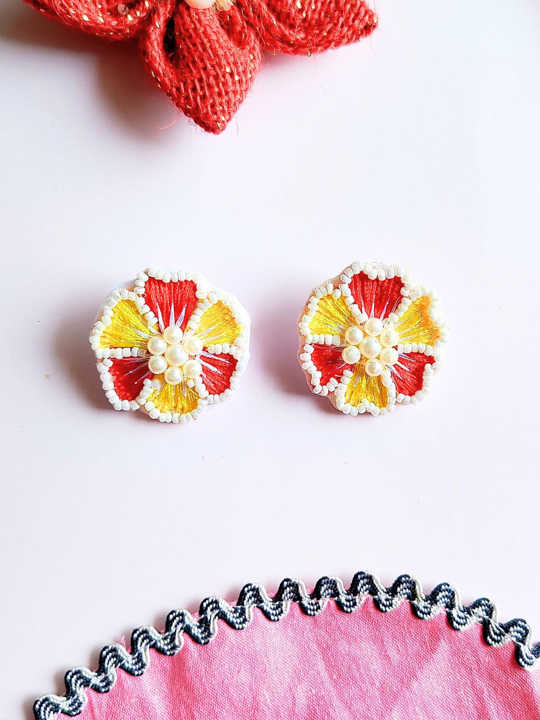 

Sangria Beaded Bohemian Floral Stud Earrings, Yellow