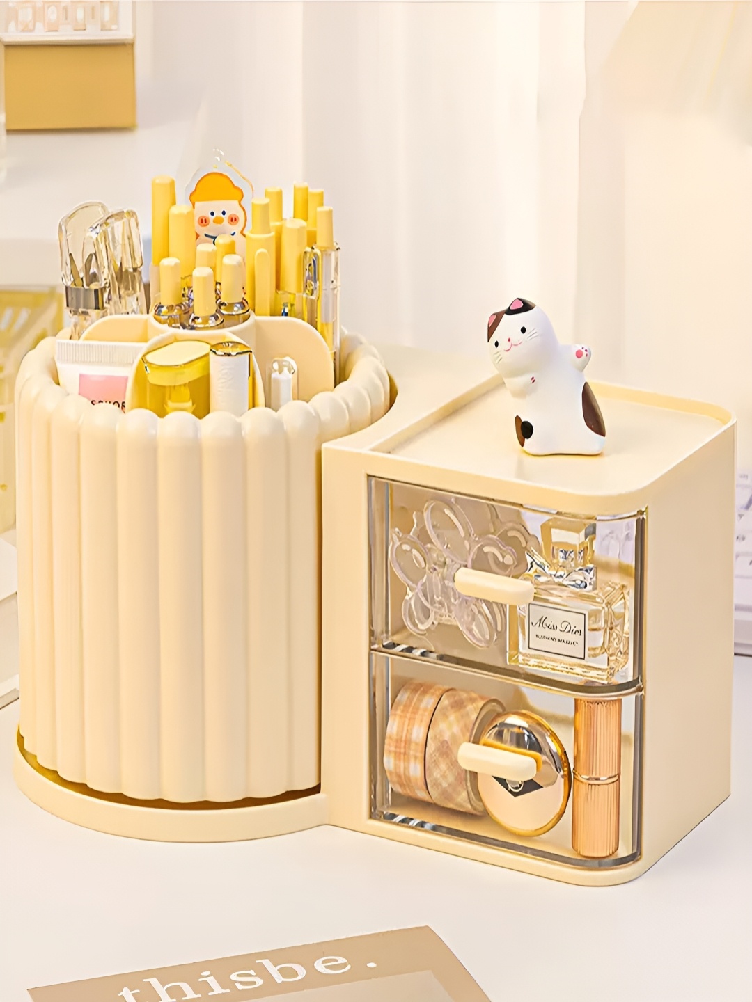 

HOUSE OF QUIRK Yellow Regular Makeup Organiser