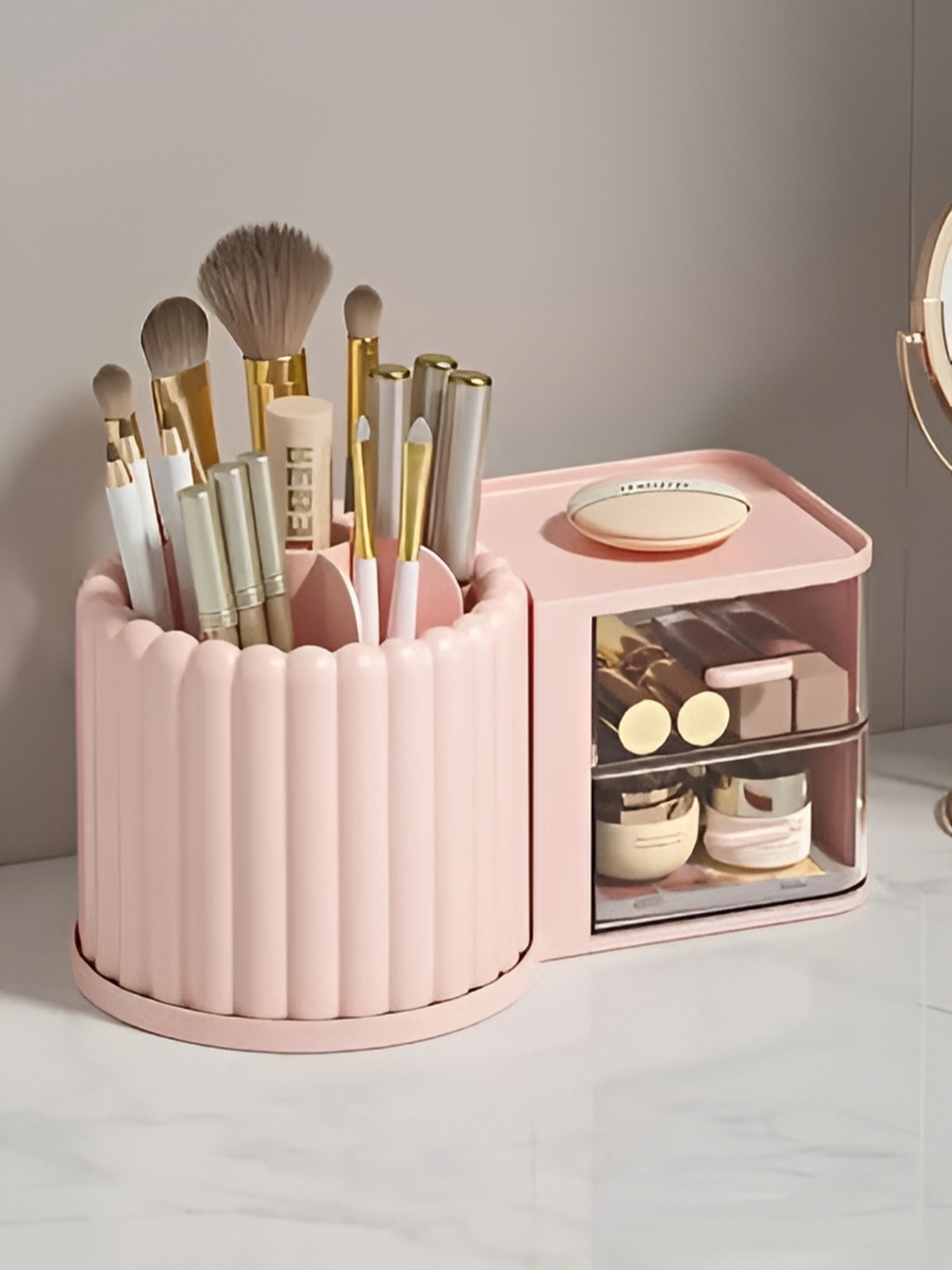 

HOUSE OF QUIRK Pink Regular Makeup Organiser