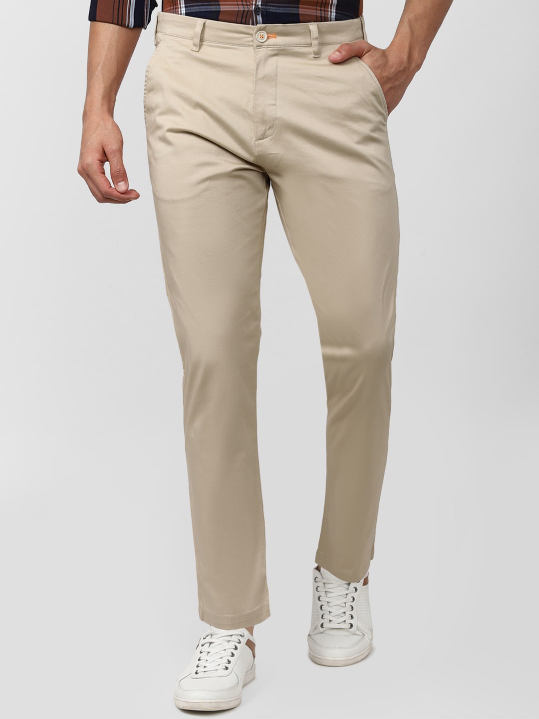 

Peter England Casuals Men Cotton Regular Fit Chinos Trouser, Khaki