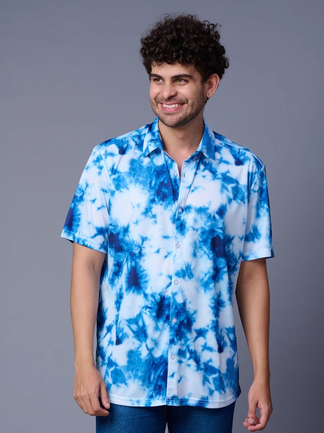 

GO DEVIL Abstract Printed Casual Regular Fit Shirt, Blue