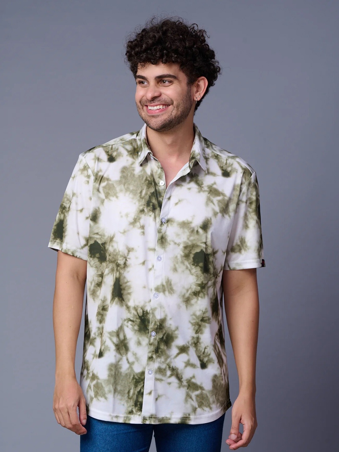 

GO DEVIL Abstract Printed Casual Regular Fit Shirt, Green