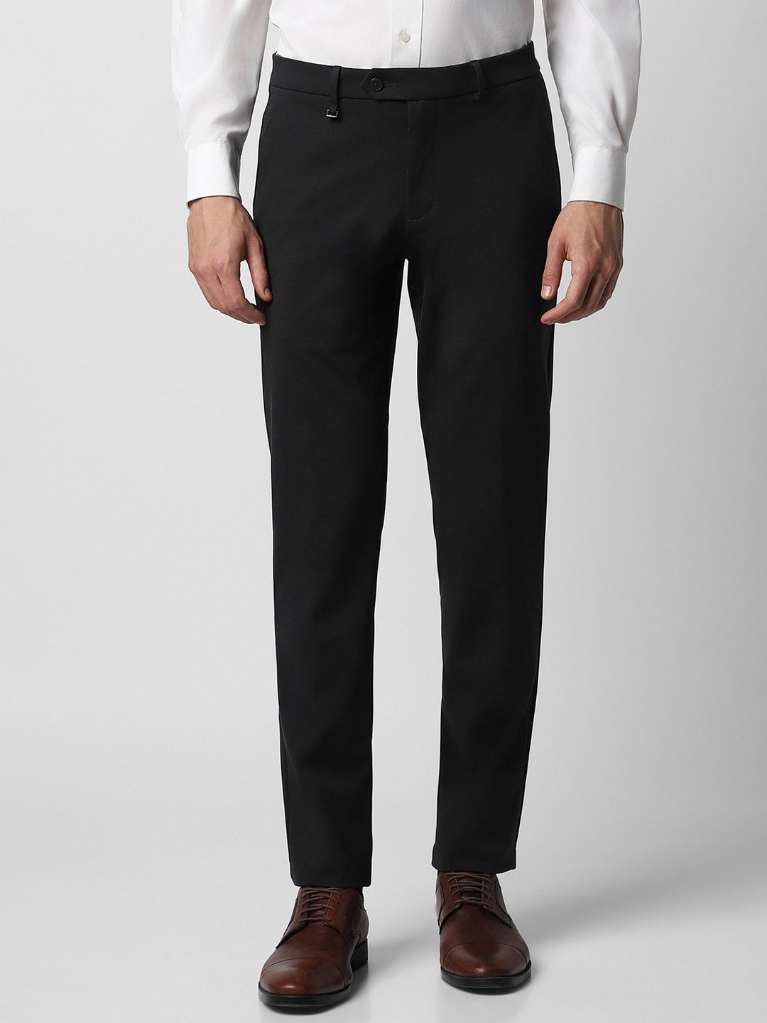 

Van Heusen Men Slim Fit Mid-Rise Cotton Formal Trousers, Black