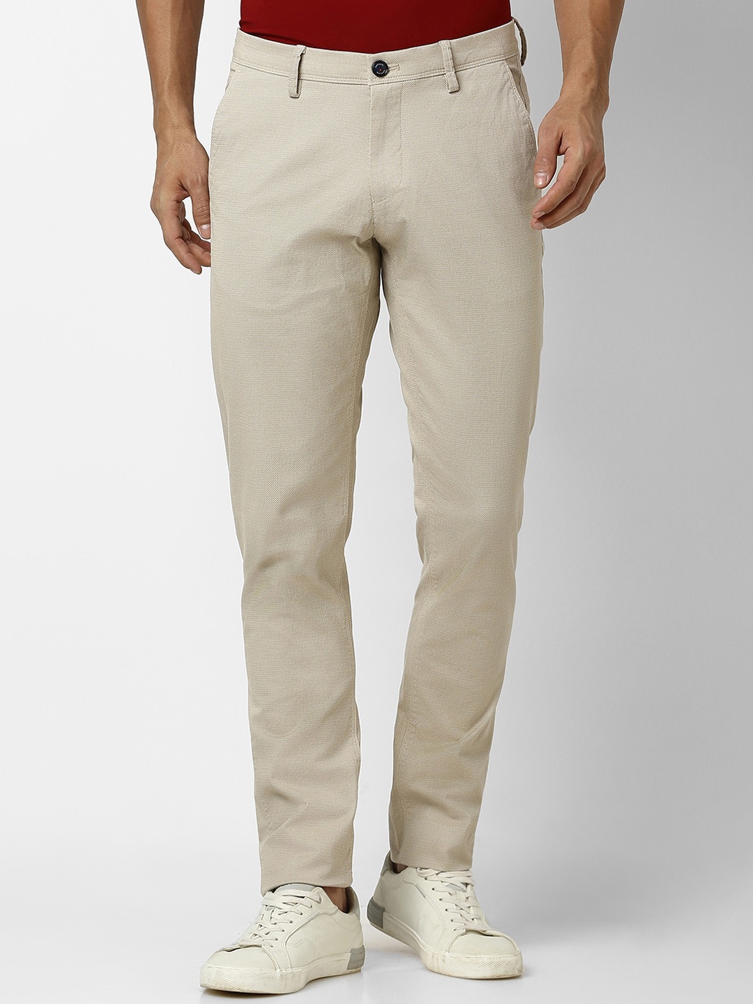 

Van Heusen Sport Men Slim Fit Mid-Rise Trousers, Cream