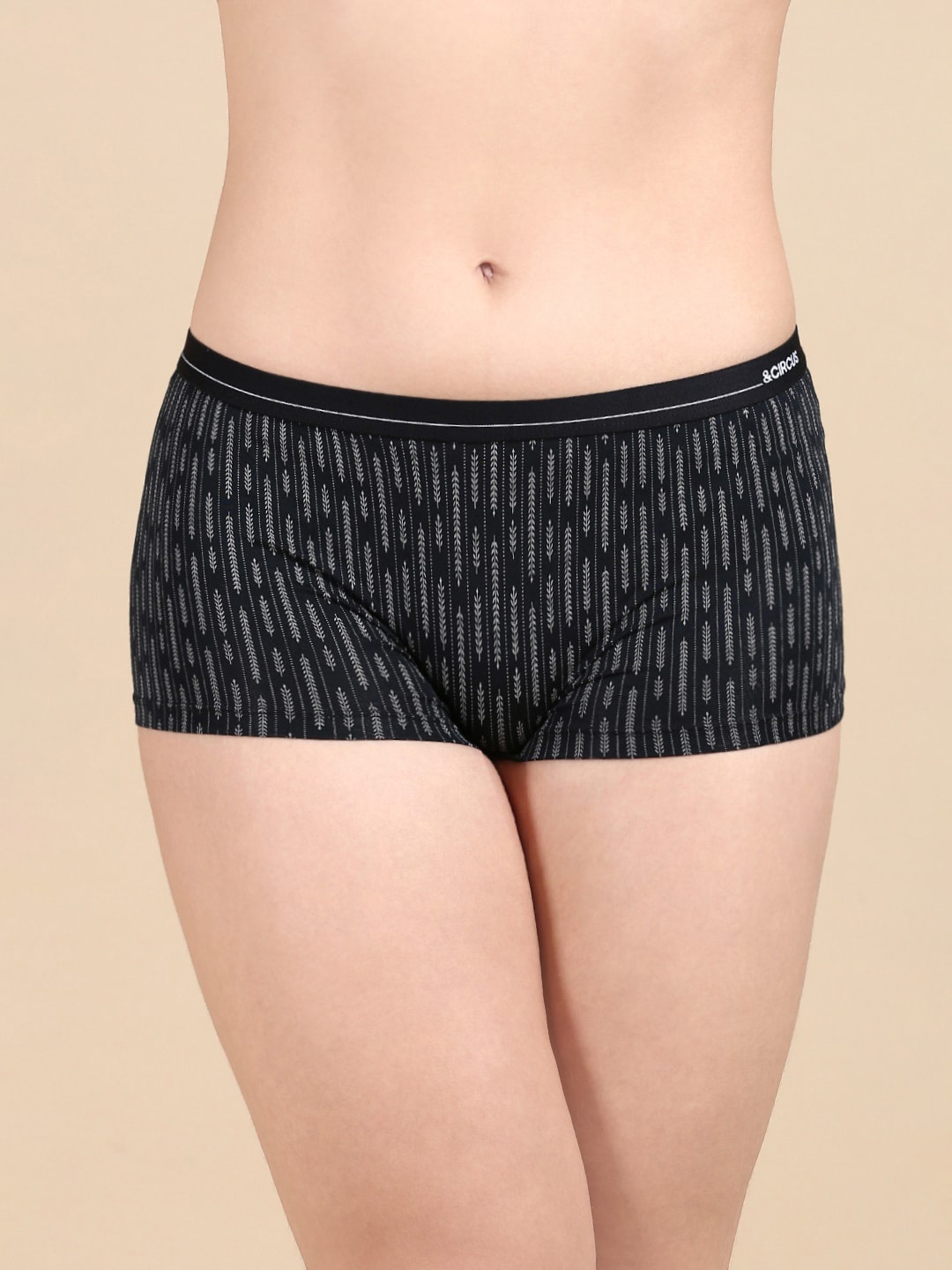 

&CIRCUS Mid Rise Printed MicroModal Boyshorts, Black