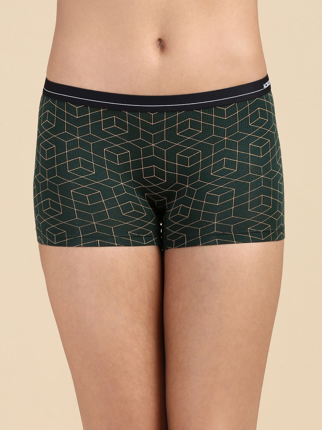 

&CIRCUS Printed Seamless Micro Modal Mid Rise Boy Shorts, Green