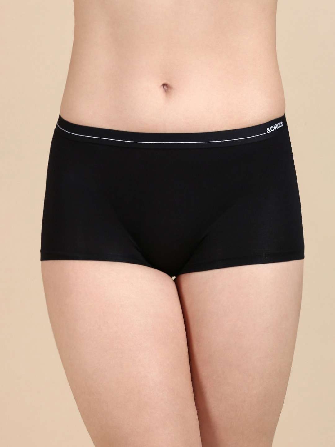 

&CIRCUS Seamless Mid Rise Micro Modal Boy Shorts, Black