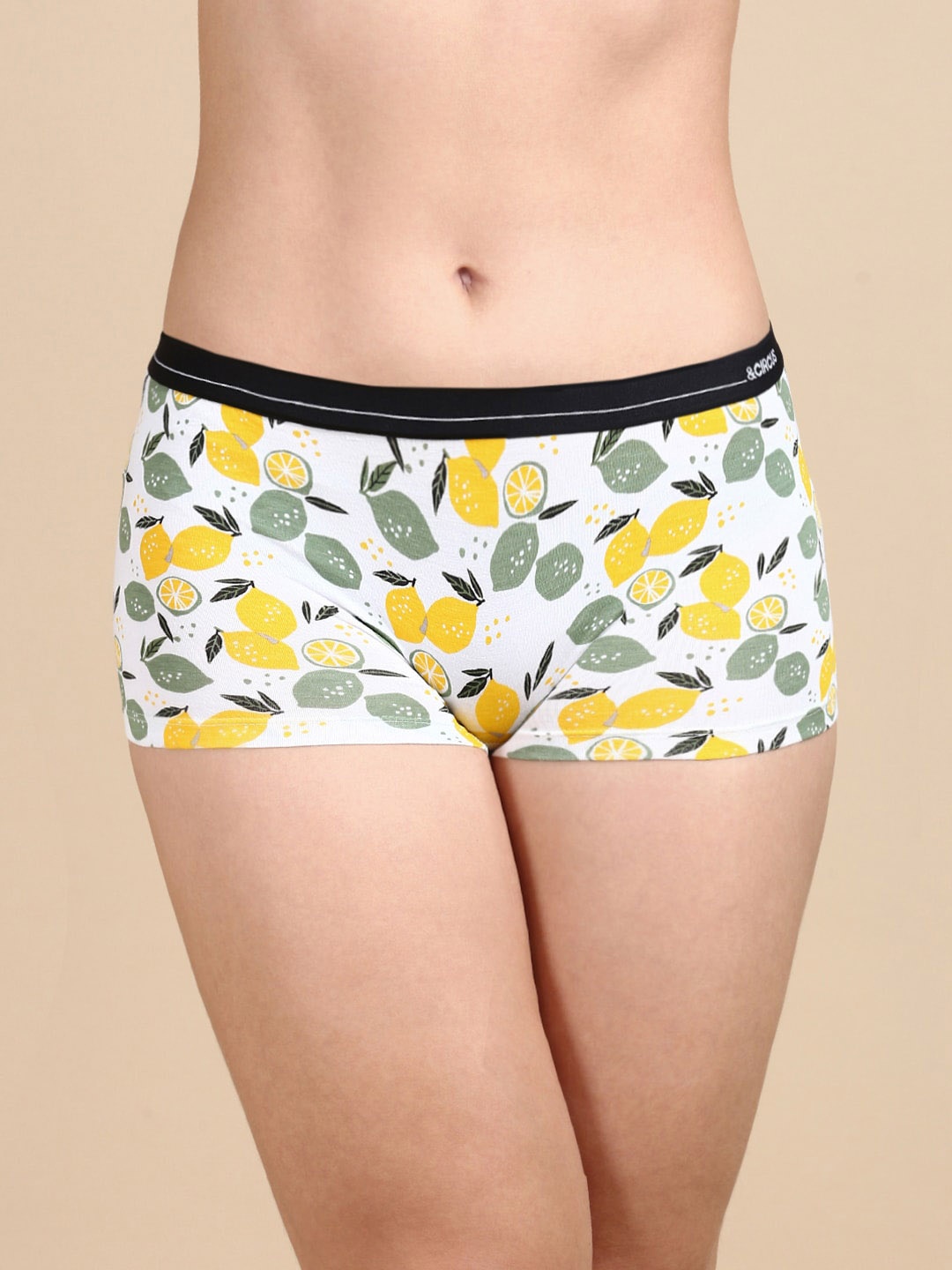 

&CIRCUS Mid-Rise Printed MicroModal Boyshorts, White