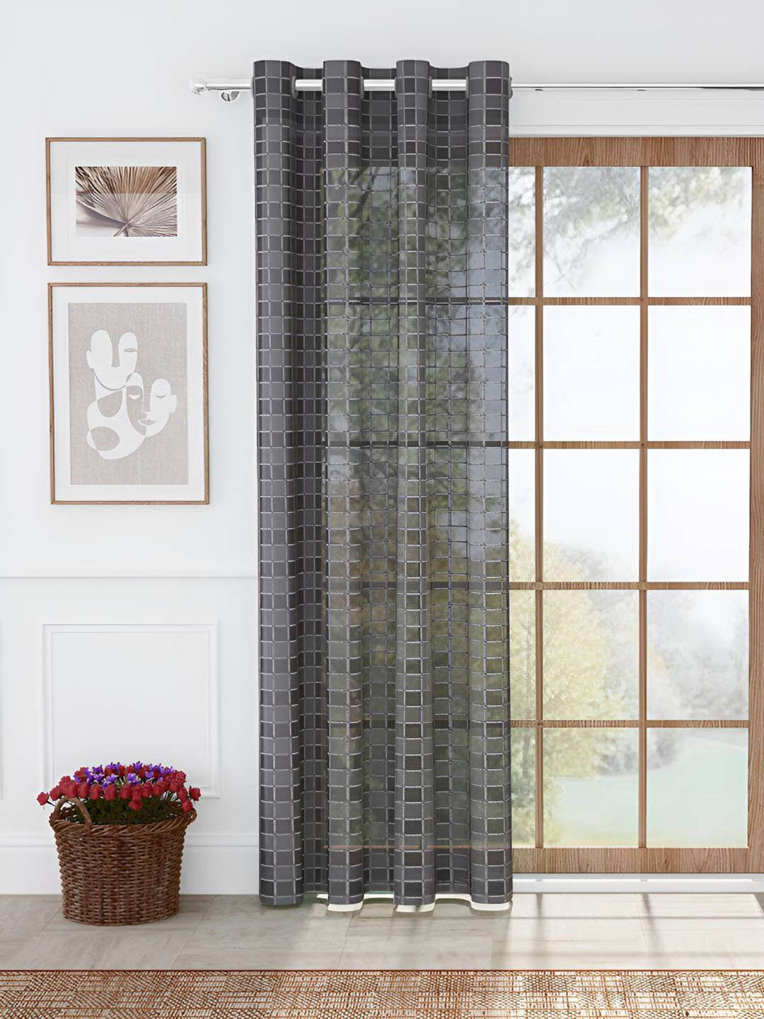 

Story@home Grey Geometric Sheer Door Curtain