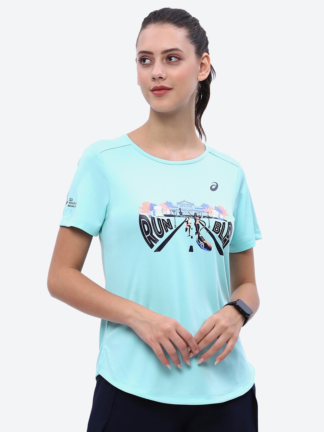 

ASICS Illuminate Mint Tcs2024 Sm Graphic Ss Top, Blue