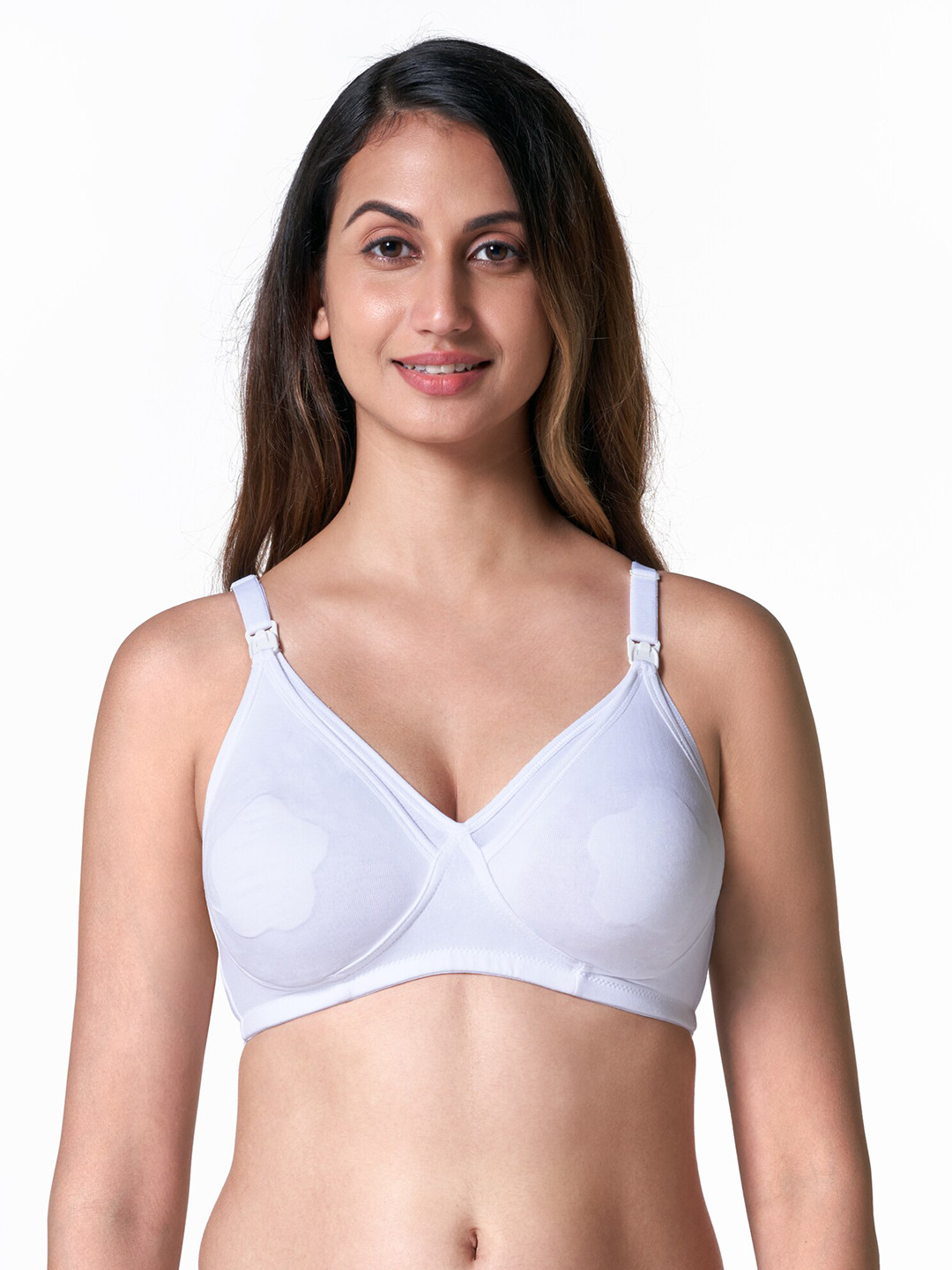 

BLOSSOM Cotton Nursing Bra With Detachable Clasps & Nipple Concealer_Mother Hood, White