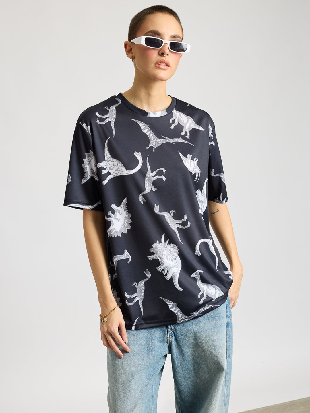 

FREAKINS Animal Printed T-shirt, Black