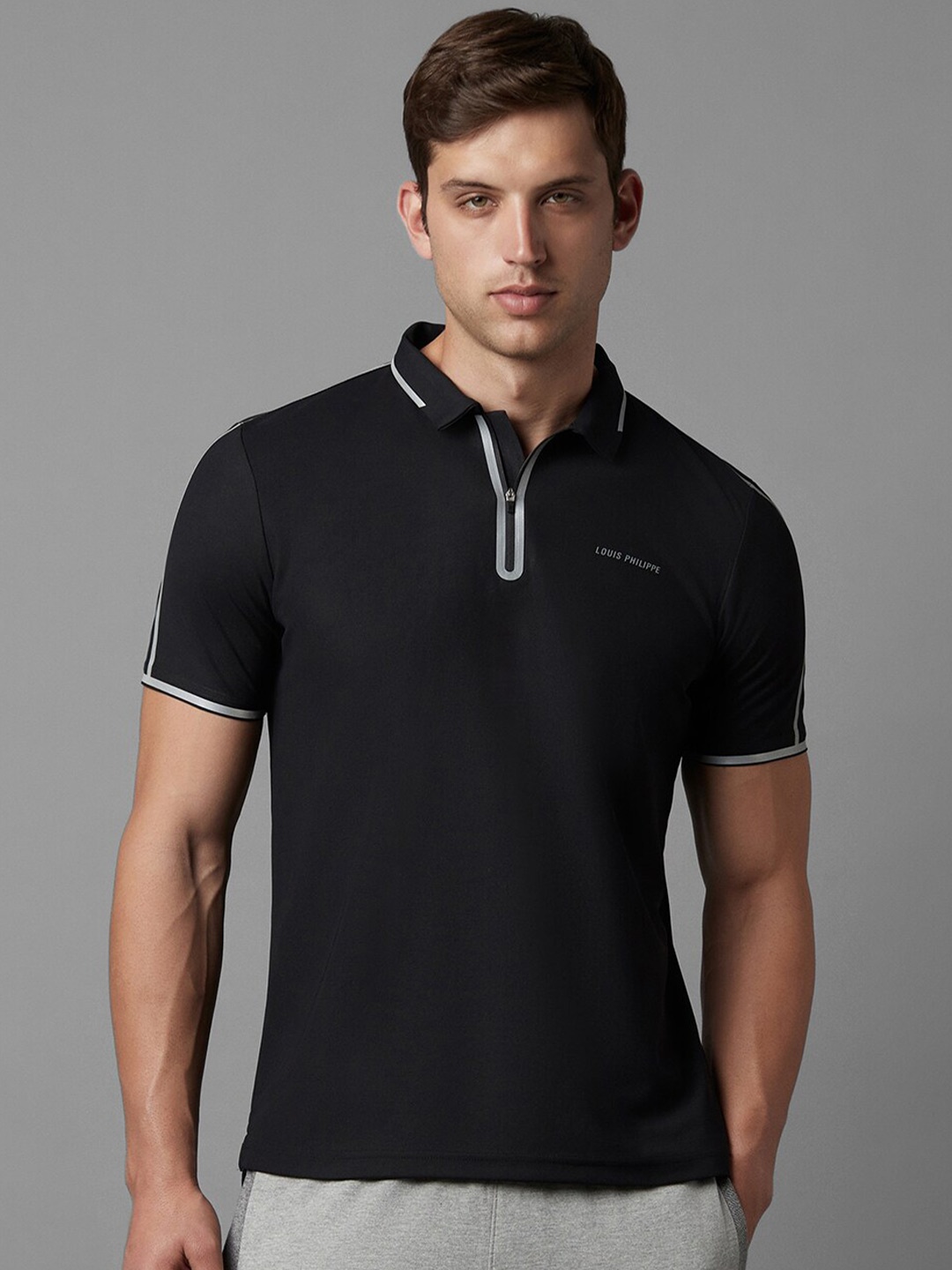

Louis Philippe Polo Collar Casual T-shirt, Black