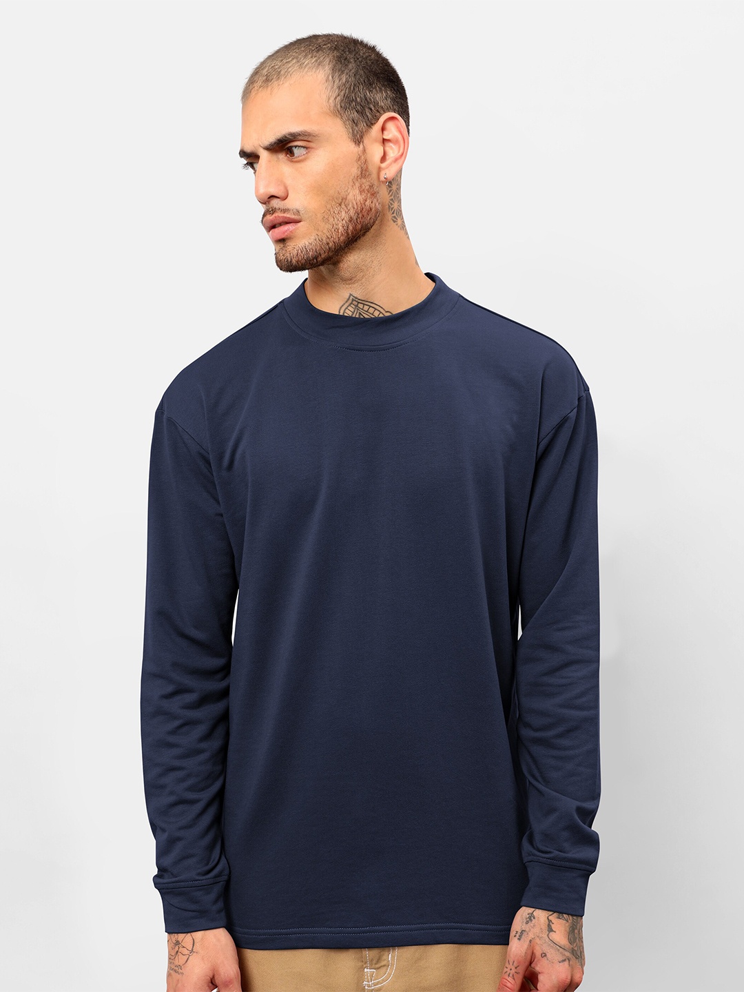 

Beyoung Round Neck Oversized Cotton T-shirt, Blue