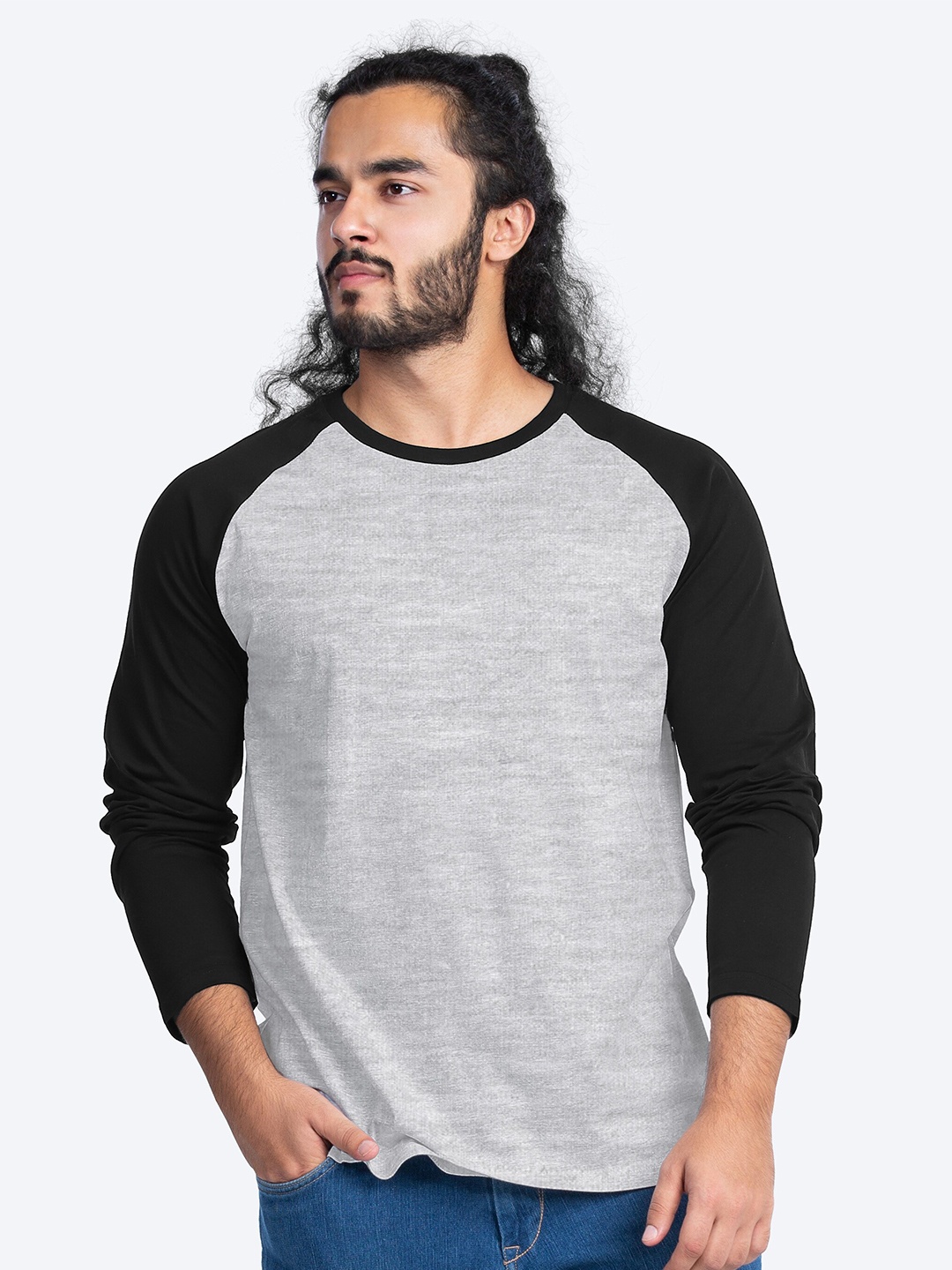 

Beyoung Colourblocked Round Neck Cotton Regular Fit T-shirt, White