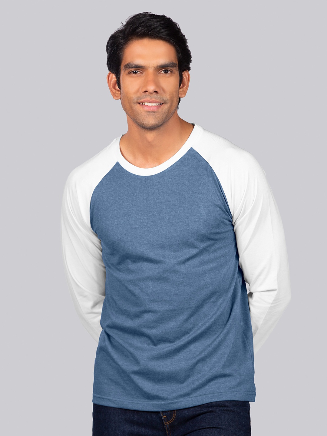 

Beyoung Colourblocked Round Neck Cotton Regular Fit T-shirt, Blue