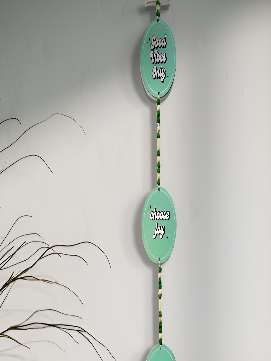 Akaar Green & Yellow Printed Wooden Wall Hanging