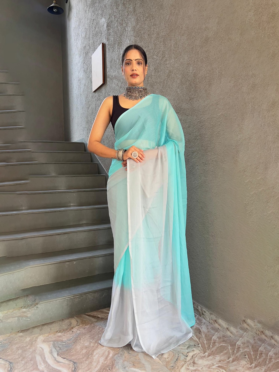 

Reeta Fashion Ombre Pure Georgette Saree, Blue