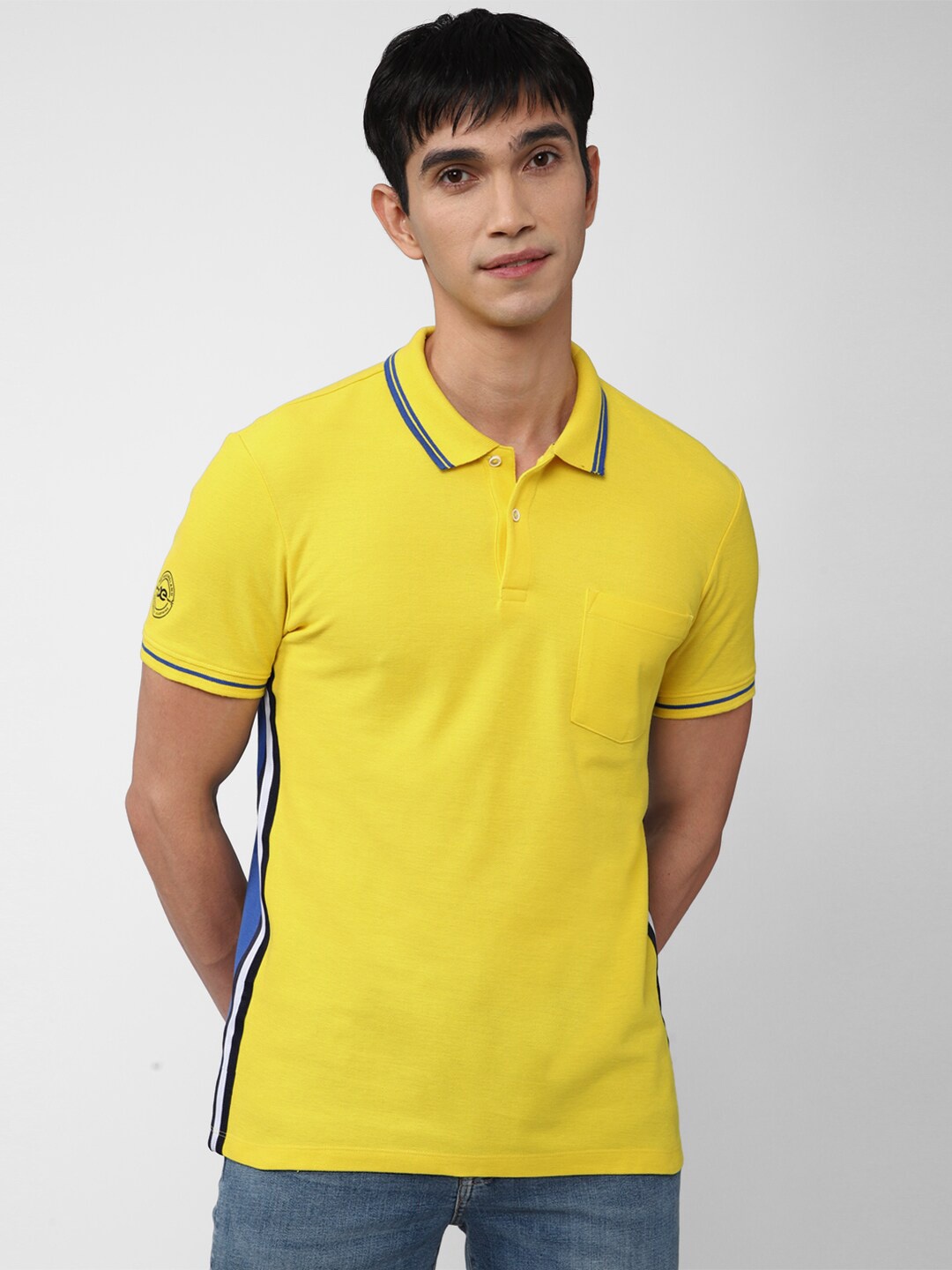 

Peter England Casuals Men Polo Collar Pockets Slim Fit T-shirt, Yellow